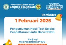 Pengumuman Hasil Test Seleksi Pendaftaran Santri Baru PPIDS Tahun Ajaran 2025-2026